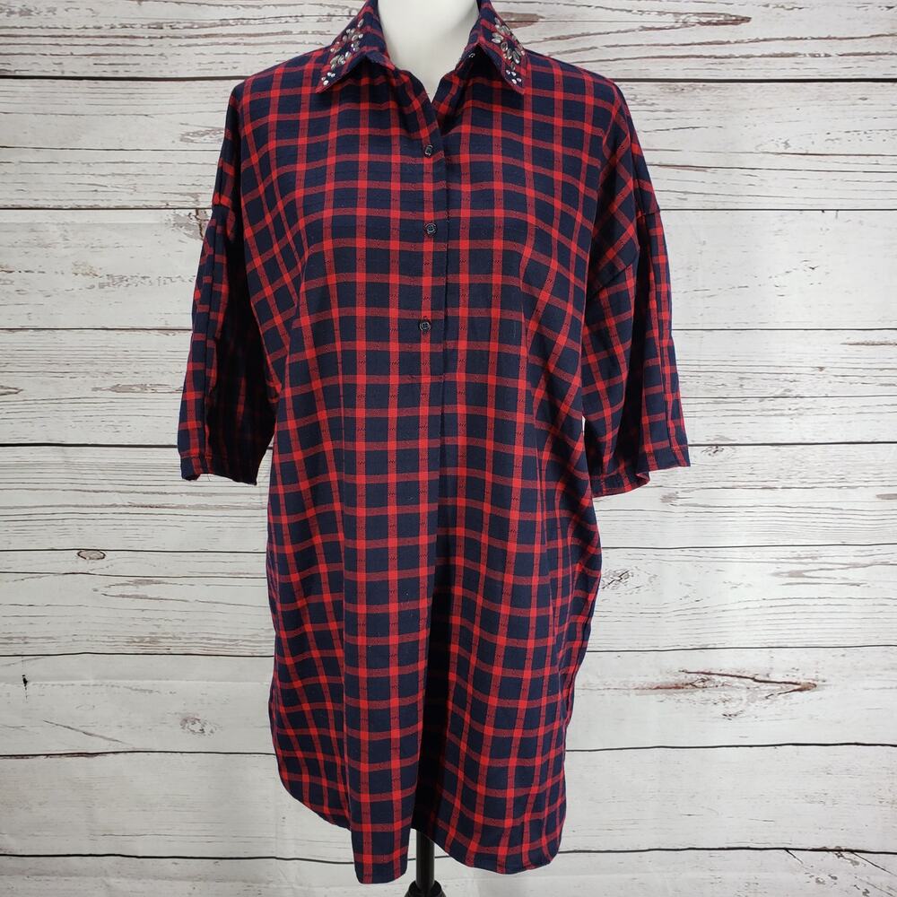 Zara Basic Collection Oversized Embellish Shirt D… - image 2